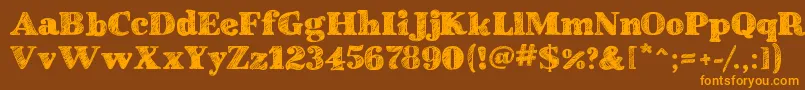 SchoolBookNew Font – Orange Fonts on Brown Background