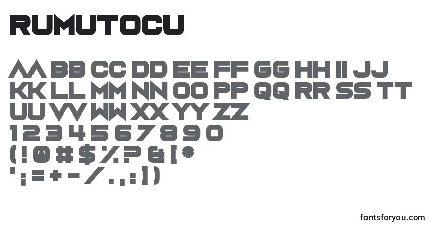 A fonte Rumutocu – alfabeto, números, caracteres especiais