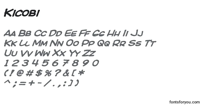 Czcionka Kicobi – alfabet, cyfry, specjalne znaki