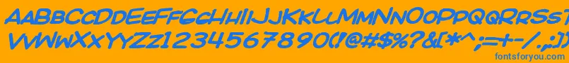 Kicobi Font – Blue Fonts on Orange Background