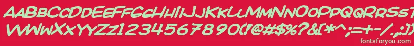 Kicobi Font – Green Fonts on Red Background