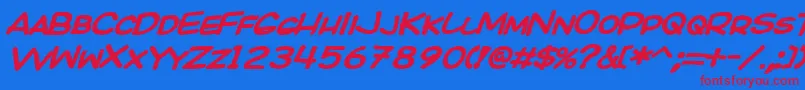 Kicobi Font – Red Fonts on Blue Background