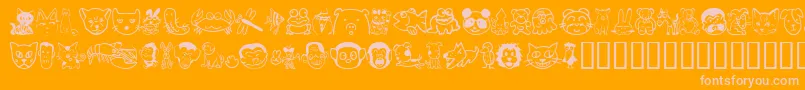 Sakabe-Schriftart – Rosa Schriften auf orangefarbenem Hintergrund