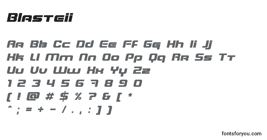 A fonte Blasteii – alfabeto, números, caracteres especiais