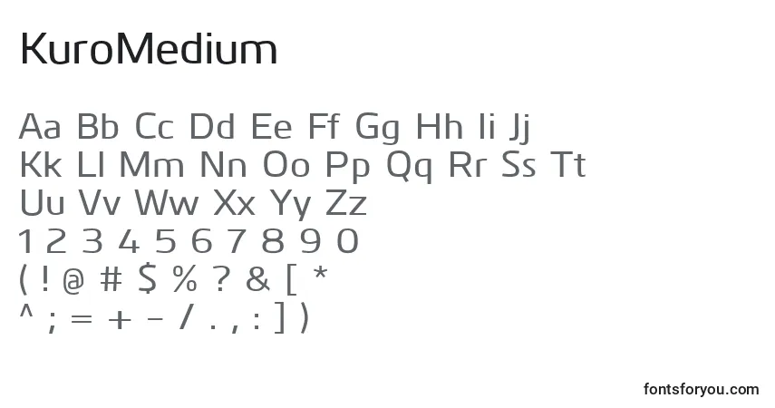 Шрифт KuroMedium – алфавит, цифры, специальные символы