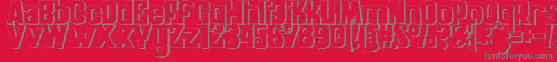 ZaiKinematografiapolska1908-fontti – harmaat kirjasimet punaisella taustalla