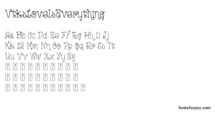 Schriftart VtksLoveIsEverything – Alphabet, Zahlen, spezielle Symbole