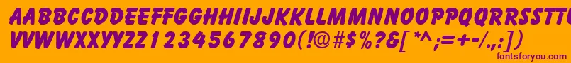 BalloonBold-fontti – violetit fontit oranssilla taustalla