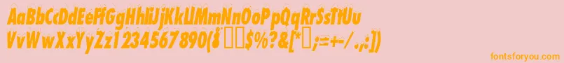 Neigecondensed-Schriftart – Orangefarbene Schriften auf rosa Hintergrund