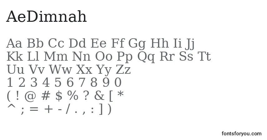A fonte AeDimnah – alfabeto, números, caracteres especiais