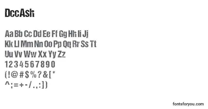 Czcionka DccAsh – alfabet, cyfry, specjalne znaki