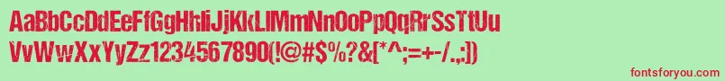 DccAsh Font – Red Fonts on Green Background