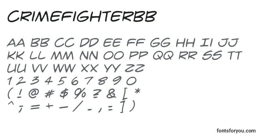 Czcionka CrimefighterBb – alfabet, cyfry, specjalne znaki