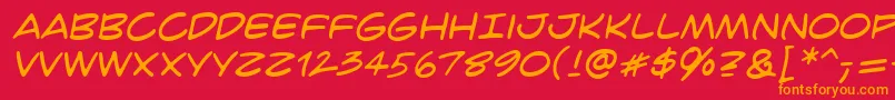 フォントCrimefighterBb – 赤い背景にオレンジの文字