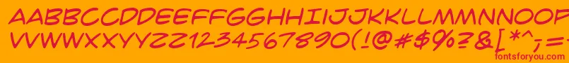 フォントCrimefighterBb – オレンジの背景に赤い文字