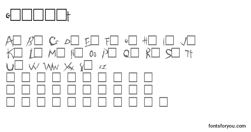 Schriftart Geraint – Alphabet, Zahlen, spezielle Symbole