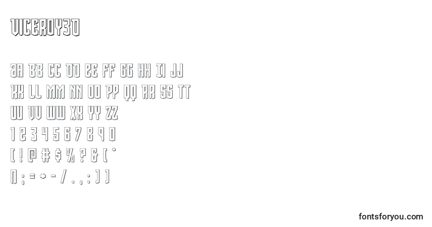 A fonte Viceroy3D – alfabeto, números, caracteres especiais