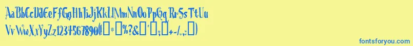 フォントChrioc – 青い文字が黄色の背景にあります。
