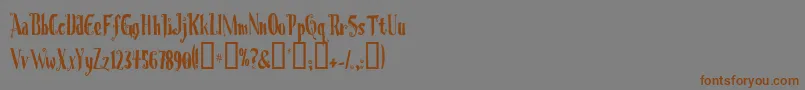 フォントChrioc – 茶色の文字が灰色の背景にあります。