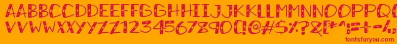 フォントSnowySparkles – オレンジの背景に赤い文字