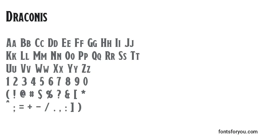 Czcionka Draconis – alfabet, cyfry, specjalne znaki