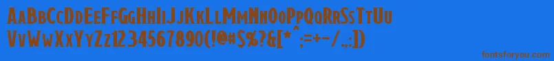 フォントDraconis – 茶色の文字が青い背景にあります。