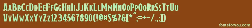 フォントDraconis – 緑色の文字が茶色の背景にあります。