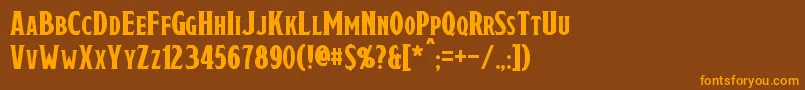 フォントDraconis – オレンジ色の文字が茶色の背景にあります。