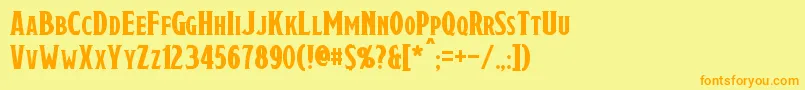 フォントDraconis – オレンジの文字が黄色の背景にあります。