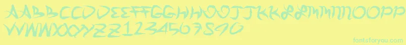 フォントGreatarrows – 黄色い背景に緑の文字