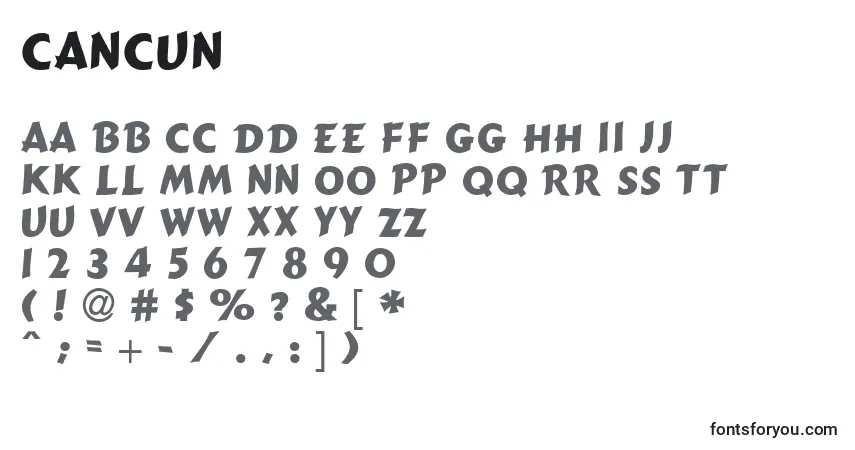 Fuente Cancun - alfabeto, números, caracteres especiales
