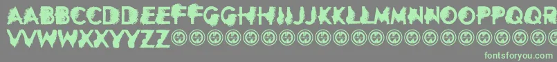 Weitere Informationen zur Ourretaliation-Schriftart Ourretaliation-Schriftart – Grüne Schriften auf grauem Hintergrund