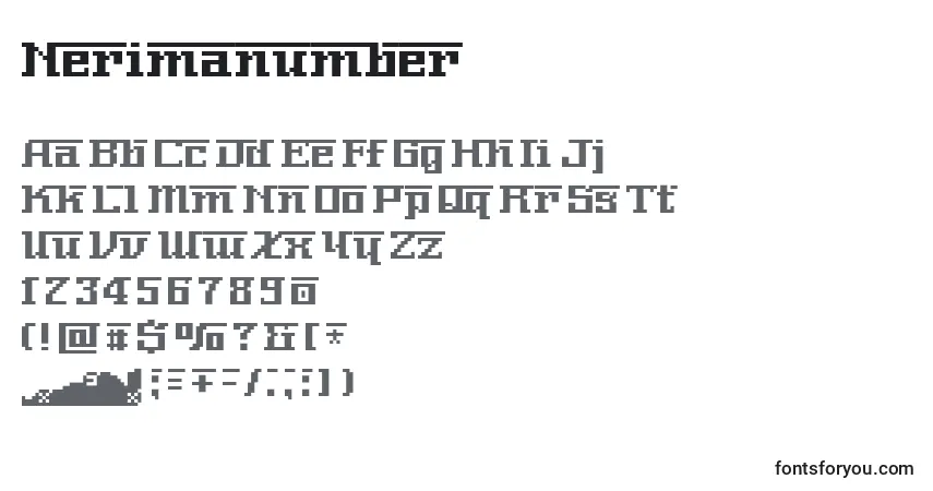 A fonte Nerimanumber – alfabeto, números, caracteres especiais
