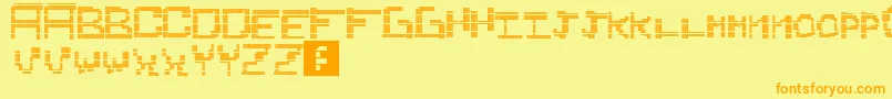 Idkidk-Schriftart – Orangefarbene Schriften auf gelbem Hintergrund