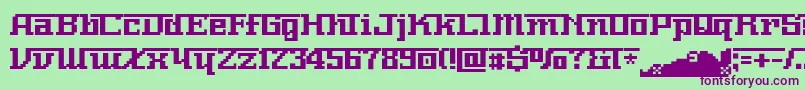 フォントNnumber – 緑の背景に紫のフォント