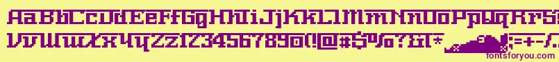 フォントNnumber – 紫色のフォント、黄色の背景