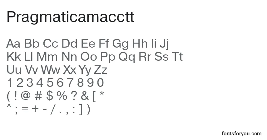 Czcionka Pragmaticamacctt – alfabet, cyfry, specjalne znaki