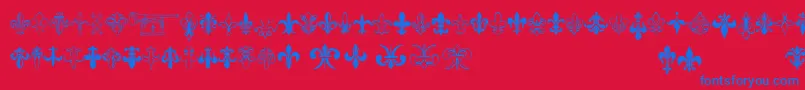 Thefrench-Schriftart – Blaue Schriften auf rotem Hintergrund
