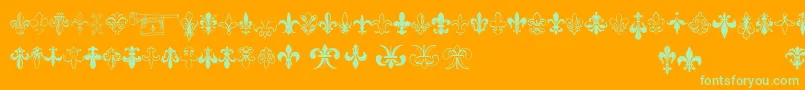 Thefrench-Schriftart – Grüne Schriften auf orangefarbenem Hintergrund