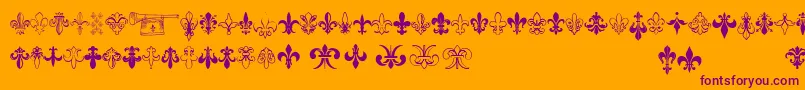 Thefrench-Schriftart – Violette Schriften auf orangefarbenem Hintergrund