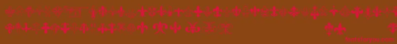 Thefrench-fontti – punaiset fontit ruskealla taustalla