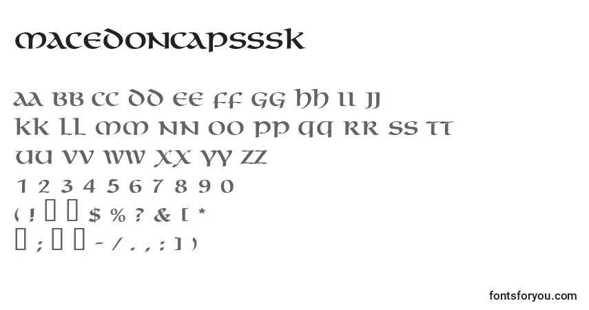 Czcionka Macedoncapsssk – alfabet, cyfry, specjalne znaki