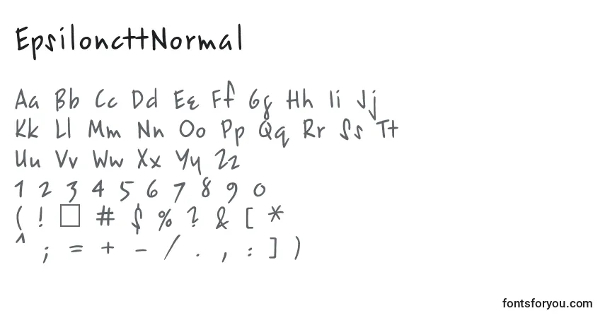 A fonte EpsiloncttNormal – alfabeto, números, caracteres especiais
