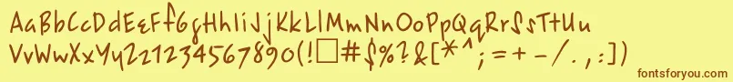 Fonte EpsiloncttNormal – fontes marrons em um fundo amarelo