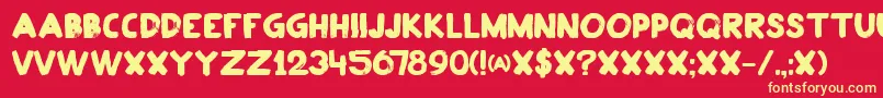 DkPlakkaat-fontti – keltaiset fontit punaisella taustalla
