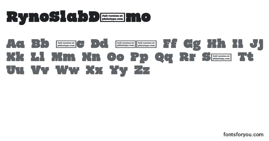 Czcionka RynoSlabDemo – alfabet, cyfry, specjalne znaki