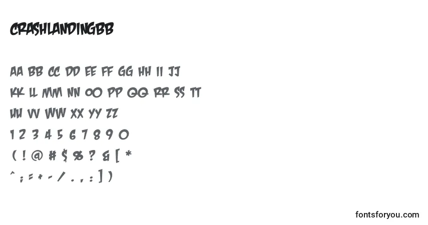 A fonte Crashlandingbb – alfabeto, números, caracteres especiais