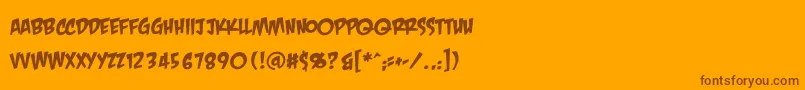 Crashlandingbb-Schriftart – Braune Schriften auf orangefarbenem Hintergrund