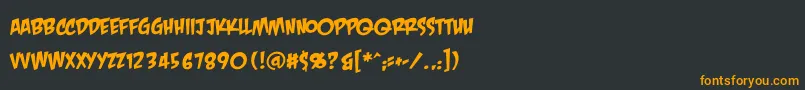 フォントCrashlandingbb – 黒い背景にオレンジの文字