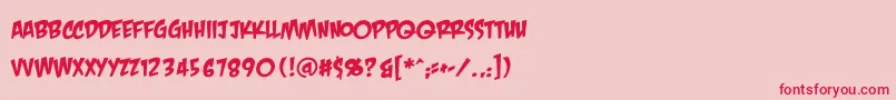 フォントCrashlandingbb – ピンクの背景に赤い文字